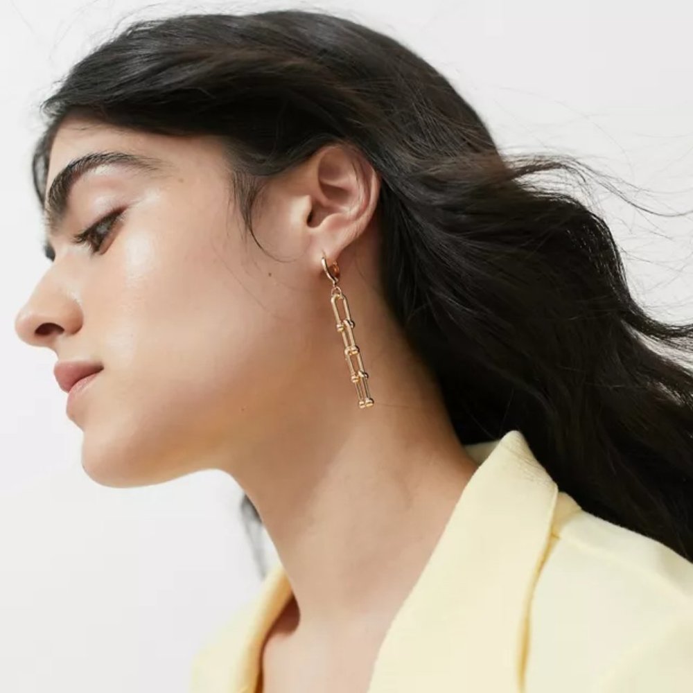 Urban Outfitters Silver Marinelle Statement Chain Earrings